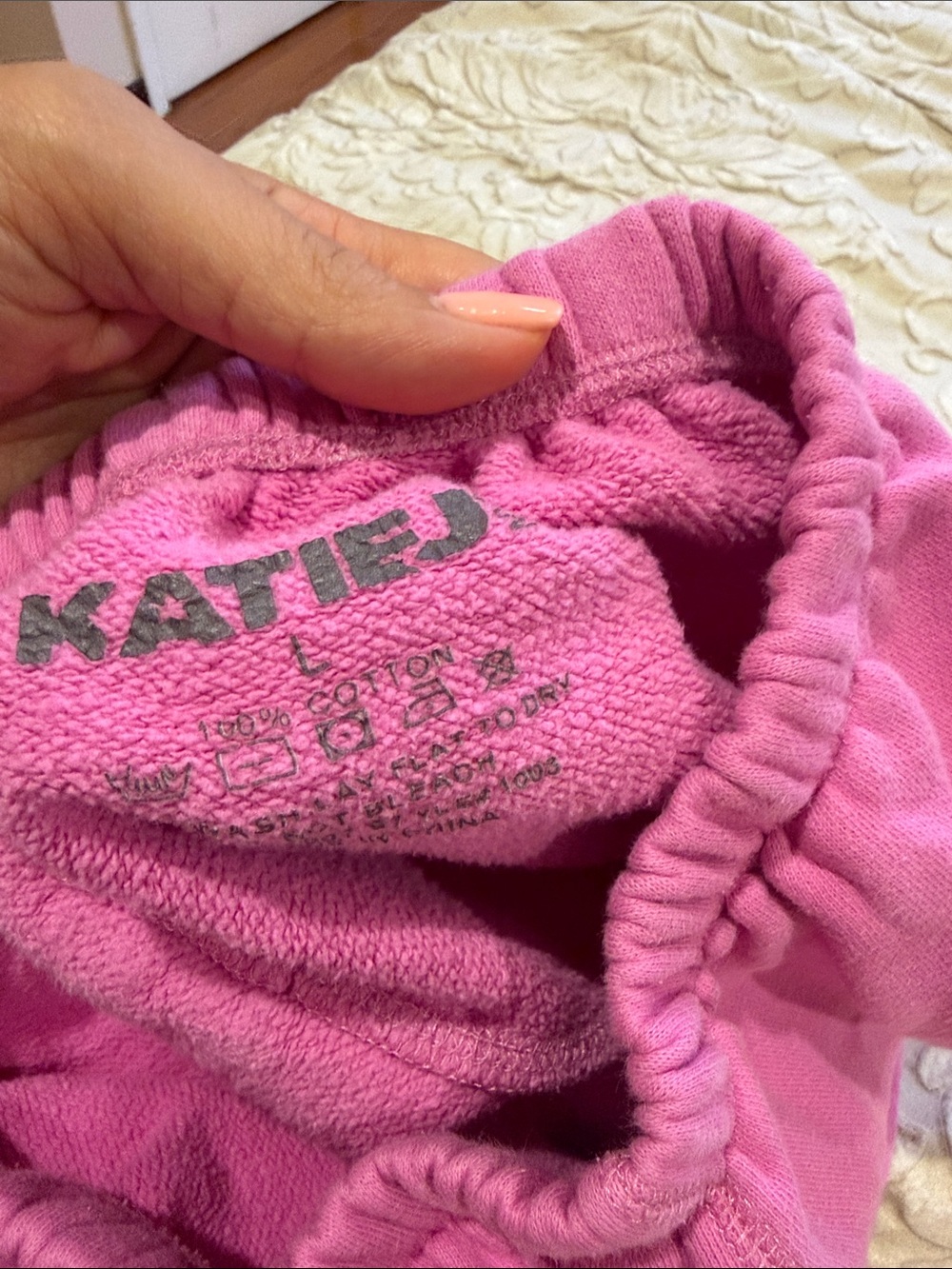 Kids Pink Fleece Sweatpants with Heart Accent - Picture 5 of 7